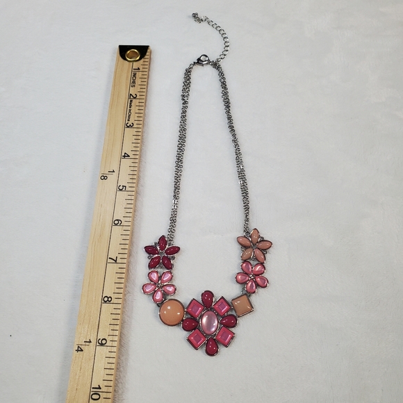Pink and Peach Floral Necklace - Picture 2 of 4